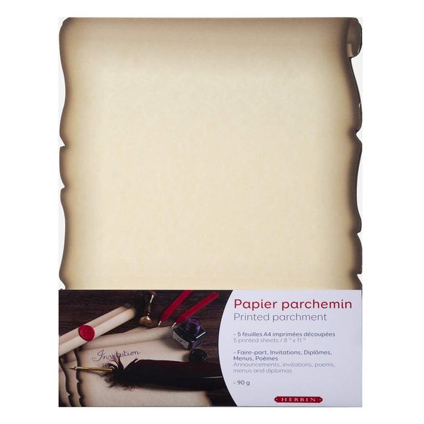 Herbin Printed Parchment Paper, A4, 90 g, 5 Sheets