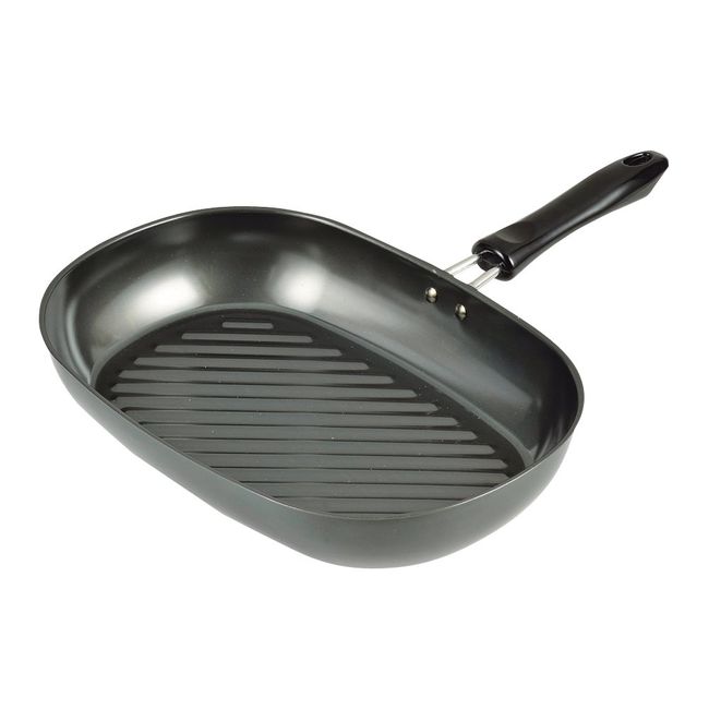 Pearl Metal Platico HB-3307 Iron Oval Pan, Wave, 12.2 x 8.3 inches (31 x 21 cm), Grill Pan, Induction Compatible, Made in Japan, Tsubame Sanjo, Black