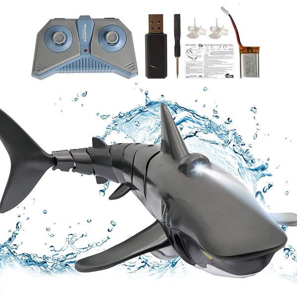 OBEST Remote Control Shark Toy, Flexible Shark RC Toy 2.4 GHz RC Electric Toy under the Water, Shark Toy, Gift for Children, Swimming Pool Toy (Black)