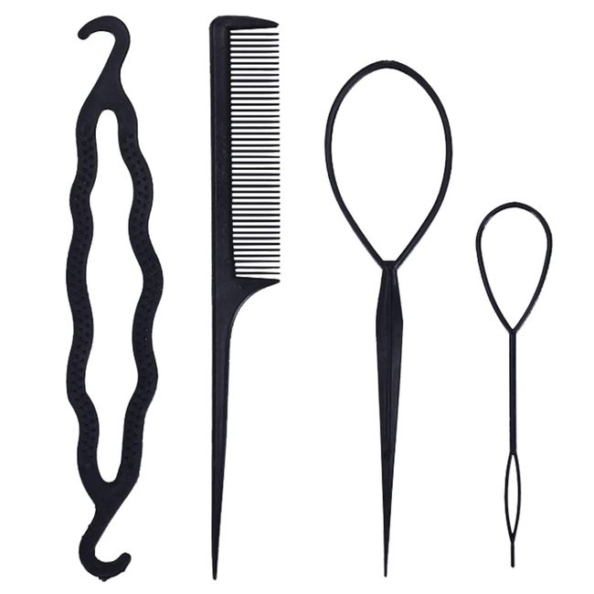 4 Stücke Haar Styling Set Frisurenhilfe Haar Twist Haarknoten mit Haarkamm