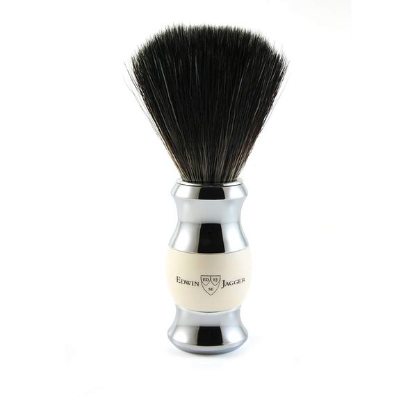 Edwin Jagger Imitation Ivory & Chrome Shaving Brush (Black Synthetic)