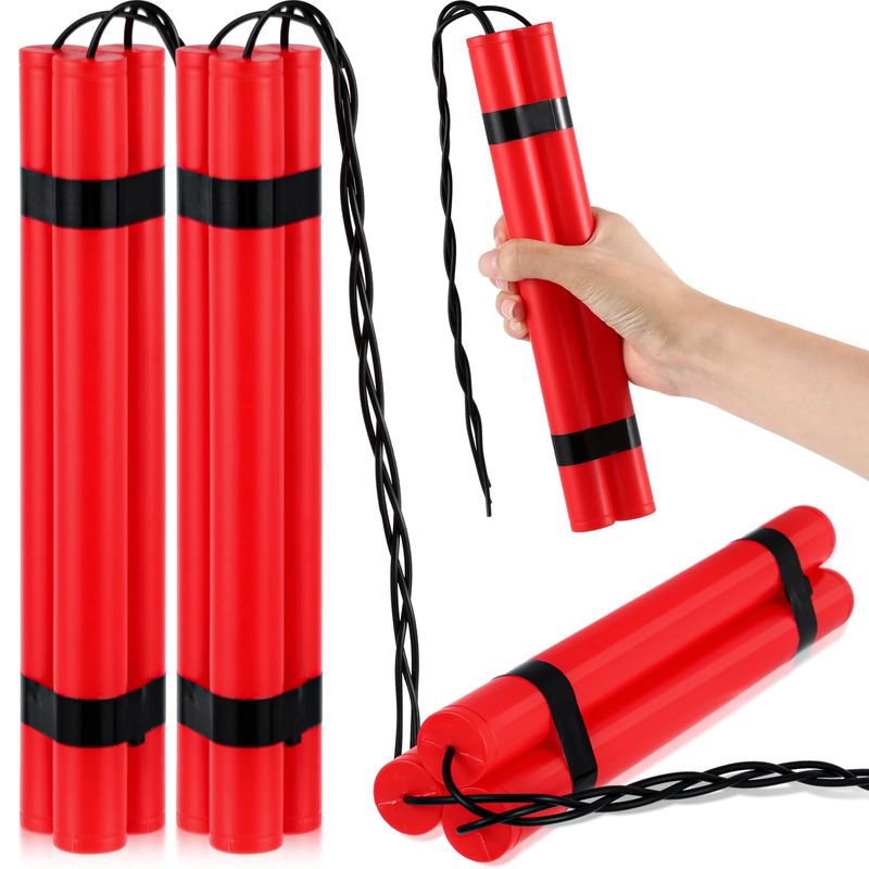 Sratte 12 Sticks Fake Red Pretend Explosive Bomb Pack Plastic Fake ...