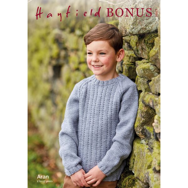 Hayfield Bonus Aran Knitting Pattern - 2507 Childrens Sweater