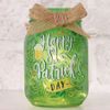 LED Lighted Happy St Patricks Day Shamrocks Mason Jar Table Lamp Light Decor