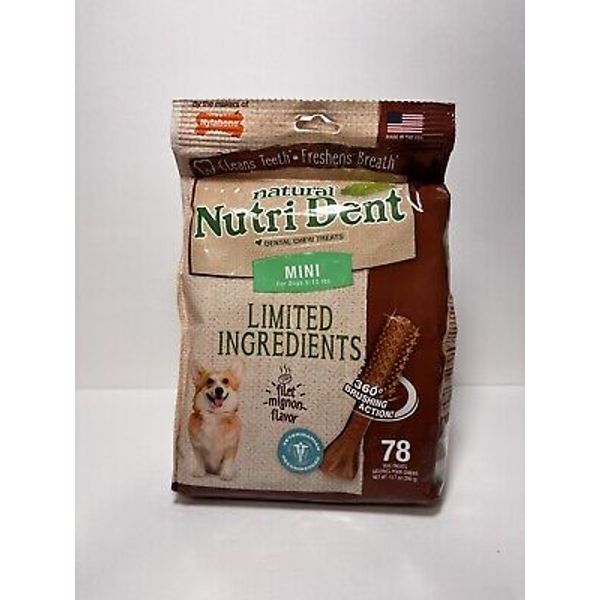 Nylabone Nutri Dent Filet Mignon Flavored Dog Dental Chews Mini 234 Treat Lot