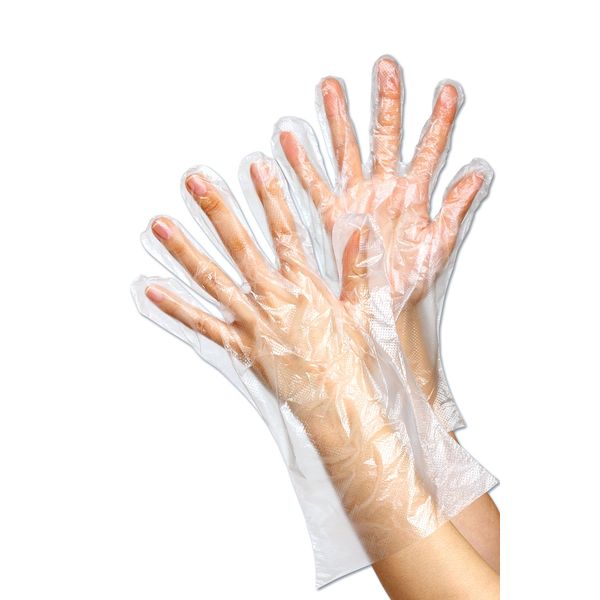 Disposable Poly HD Gloves, Translucent, Left and Right Use, Large, 100 Pieces, Compliant with Food Sanitation Law Standards TB-204