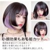 Villo Wig, Princess Cut, Inner Color, Short, Pink, Black Hair, Straight Wig, Cosplay, Natural, Cross-Dressing, Wig, Gift Box Included (Purple)