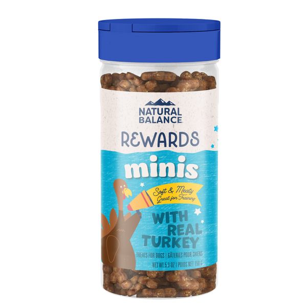 Natural Balance Limited Ingredient Mini-Rewards Turkey Grain-Free Dog Training Treats for Dogs | 5.3-oz. Canister