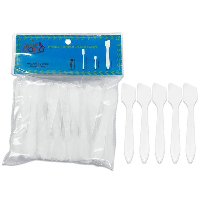 100pcs Pana Angled High Quality Cosmetic Makeup Plastic Spatula Scoop - White