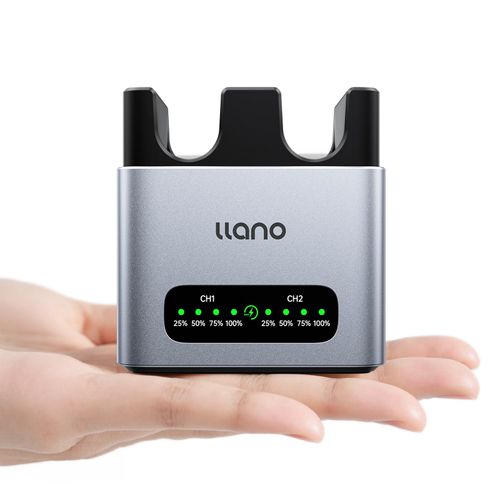 llano NP-W126S Camera Battery 20W Fast 2-Slot Charger for Fujifilm X100VI X100V XT30II XM5 XT30 X100F XT3 XT2 XE4 XA7 X-PRO3 XT2 XT200, Heat Dissipation CNC Aluminum Alloy Body, LED Display-Silver