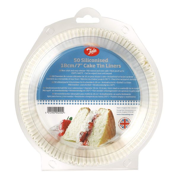 Tala Cake Tin Liners, Paper, White, 18 cm Cake Tin