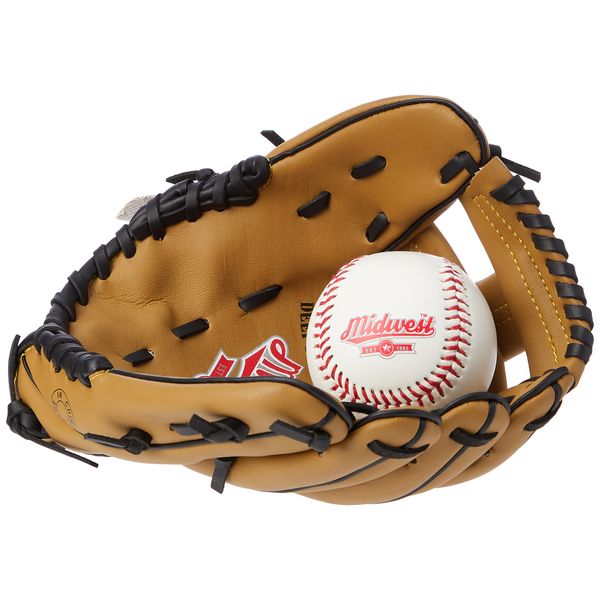 Midwest Kids Glove & Ball Set - Brown/Black, 9 inch