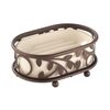InterDesign Vine Bar Soap Dish for Bathroom Vanities, Kitchen Sink - Vanilla/Bronze