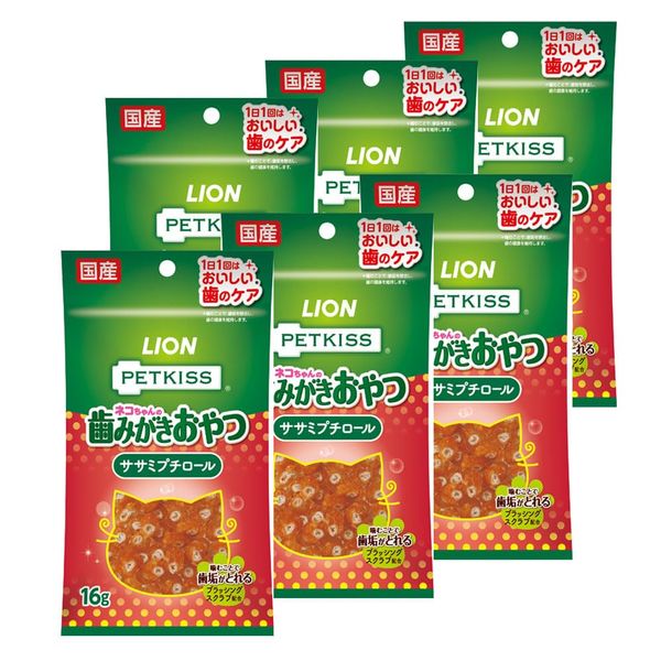 Lion Pet Kiss (PETKISS) Cat Treat, Cat Toothpaste Snack Scissors, Petite Roll, 0.6 oz (16 g) x 6 Pack (Bulk Purchase)