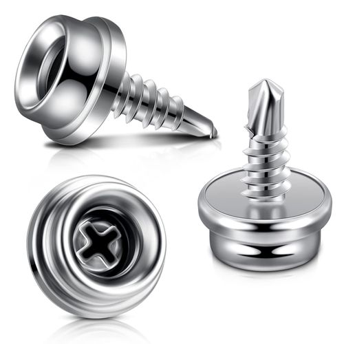 Boat Canvas Snaps Stainless Steel Screw Boat Cover Metal Snaps 3/8 Inch Socket Screw Stud Canvas Tool for Covers(24 Pcs)
