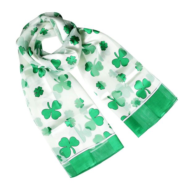 No.1 Gifts Women's Scarves Shamrocks St Patrick's Day Chiffon Satin Silky