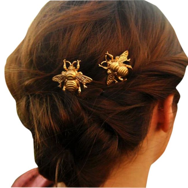 Missgrace 2PCS Girl Exquisite Gold Bee Hairpin Side Clip Hair Accessories Bridal Hair Accessories