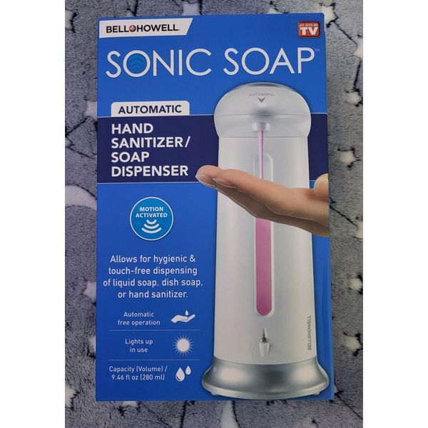 BELL & HOWELL SONIC SOAP Automatic Hand Sanitizer Dish & Hand Soap Dispenser NEW