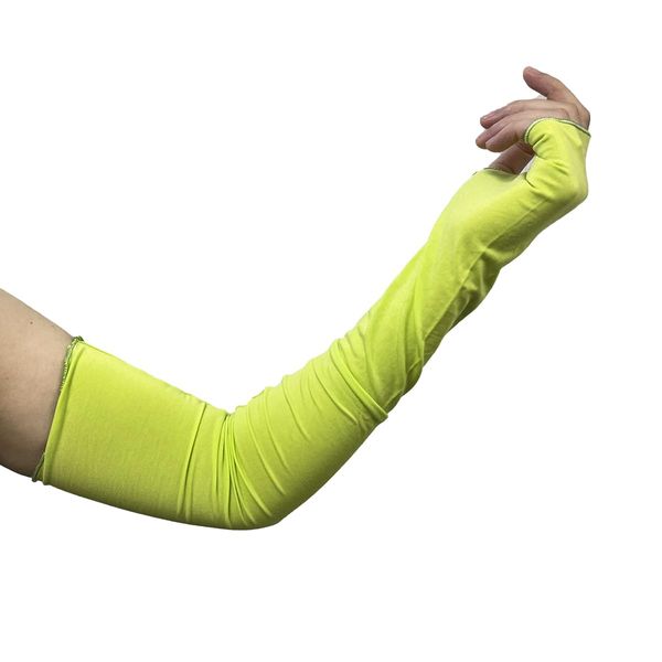 Instyle Japan Women's Arm Cover, Sun Protection, Cotton, Arm Cover, Arm Warmer, Protection Against Cold Protection, UV, green, (lime green)