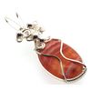 Rhodochrosite Gemstone Silver Plated Wire Wrapped Pendant 02