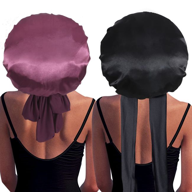 Satin Bonnet for Women, Silk Bonnet for Curly Hair, Silk Hair Bonnet for  Sleeping Satin Bonnets for Black Women, Extra Large Bonnet with Tie Band