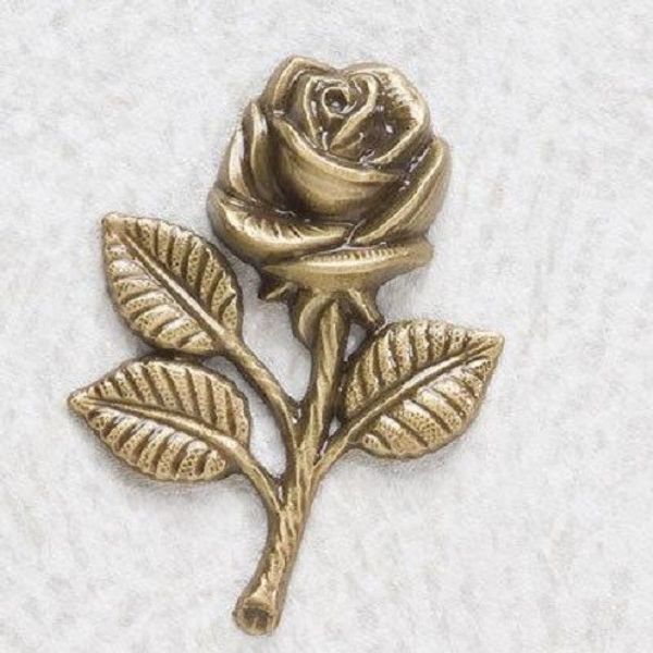 Brass Rose Applique for Funeral Box/Cube Cremation Urn, Pewter Also Available