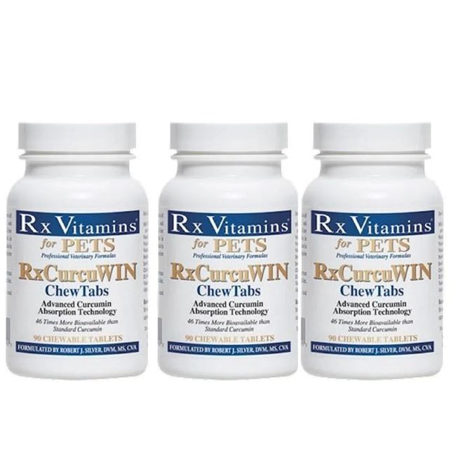 Rx Vitamins For Pets Rx CurcuWIN For Cats and Dogs 90 Chewable Tablets 3 PACK