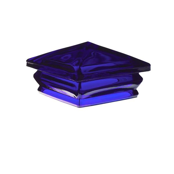 Woodway Glass Pyramid Post Cap, fits 5.5" Post, in Blue, 1 PC