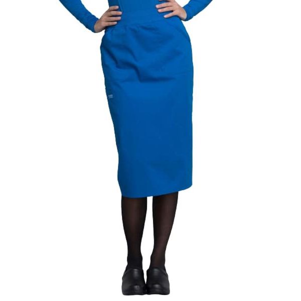 Scrubs Uniform Skirt Workwear Professional Ribbed Knit Waist Soft Stretch WW510 Pewter., Small_Navy