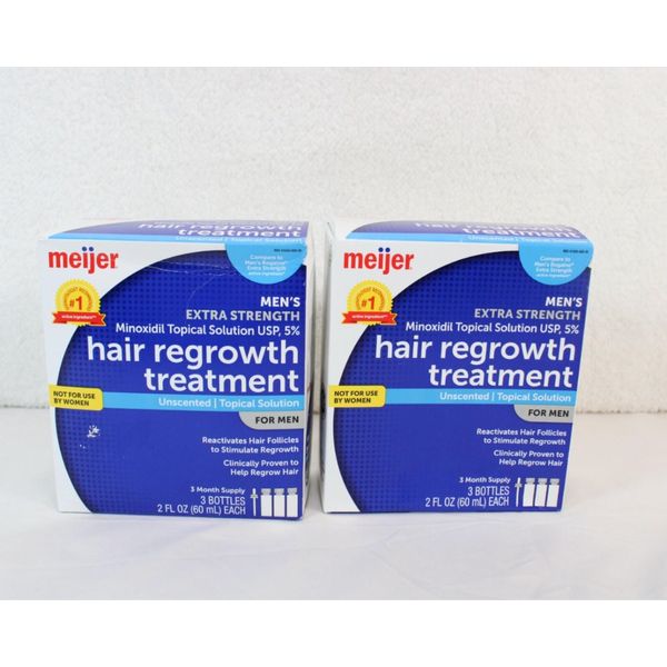 2 Pack Meijer Minoxidil Topical Solution Hair Regrowth Treatment Men 5% 3 Months