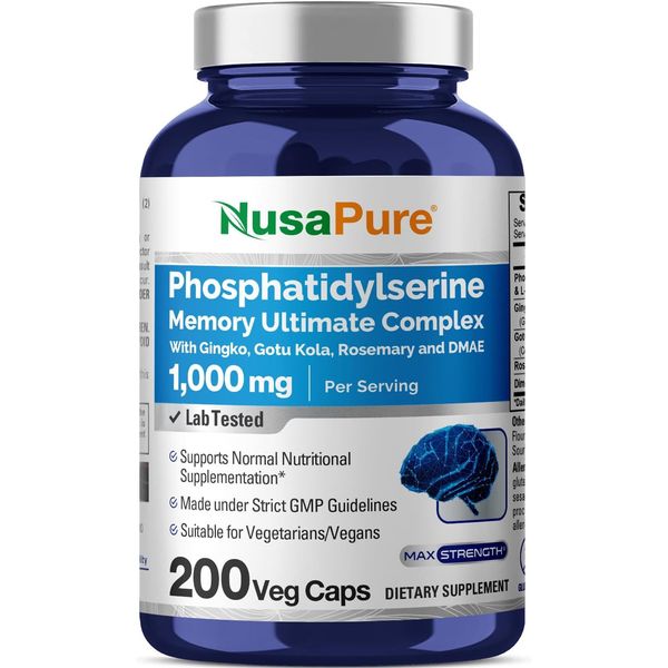 NusaPure Phosphatidylserine Memory Ultimate Complex 1000mg 200 Vegetarian...