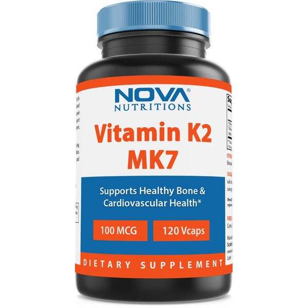 Nova Nutritions Vitamin K2 MK7 100 mcg 120 Veggie Capsules