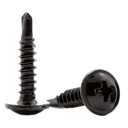 4.2mm x 13mm Black Self Drilling Wafer Head Screws Steel Self Tapping Screws for Metal Sheets Roofing Windows (Pack of 50)