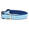 Up Country Bug-C-M Blue Gingham Dog Collar M Wide (1")