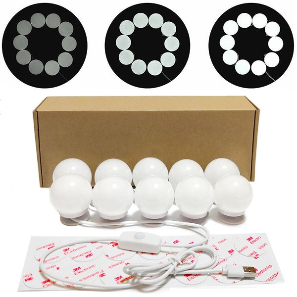 Vanity Light: Make Up Mirror with 10 LED Kit Bulbs & Dimmable Hollywood Lamp
