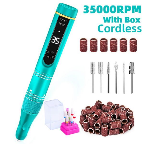 Self Nail Drill Practice Nail Drill Nail Art 3RPM Rechargeable Cordless Nail Drill Machine Gel Polish Electric Sander Manicure Machine Salon Accessories