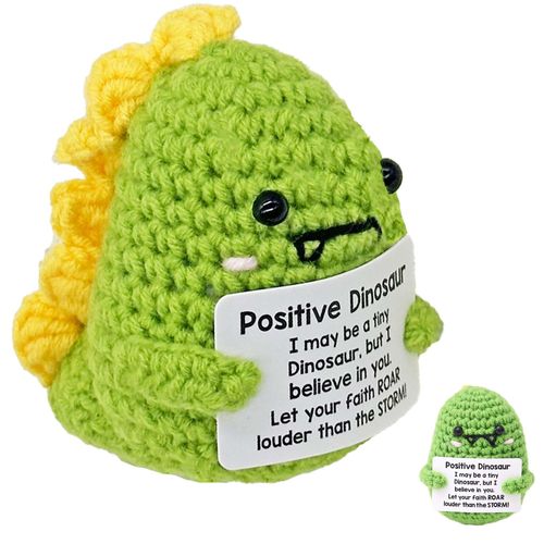 ADORNEST Emotional Support Nuggets Cute Dinosaur Gifts Crochet Flowers Positive Small Inspirational Funny Birthday Gifts for Women Handmade Dinosaur Decor for Women