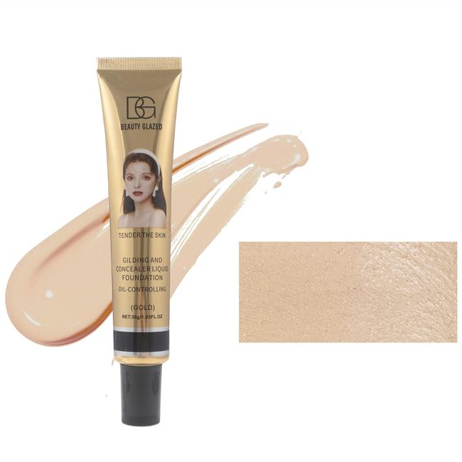 Flüssige Foundation, volle Deckkraft, neue Formel, makellose Make-up-Basiscreme, Concealer, matte, wasserfeste, langanhaltende, ölfreie, glatte, flüssige Foundation, 30 g (Natur)