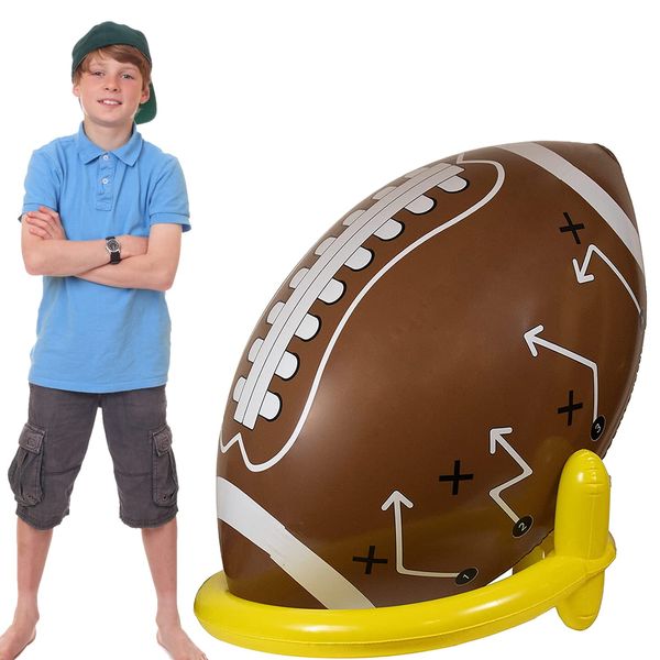 GiftExpress 40" Giant Jumbo Inflatable Football with Tee Set for Football Party, Gameday, and Football-Themed Party, Sport Party Decorations, Super Fun Football Games for Kids and Adults