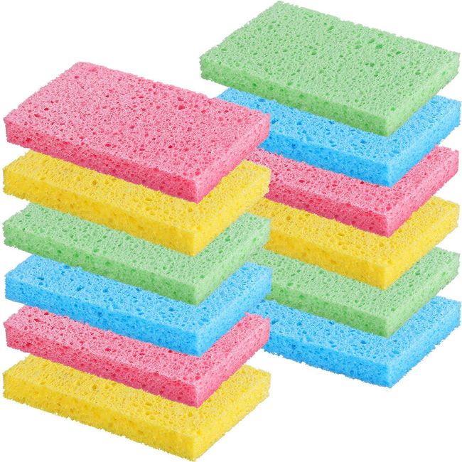 12-Count Kitchen Sponges- Compressed Cellulose Sponges Non-Scratch