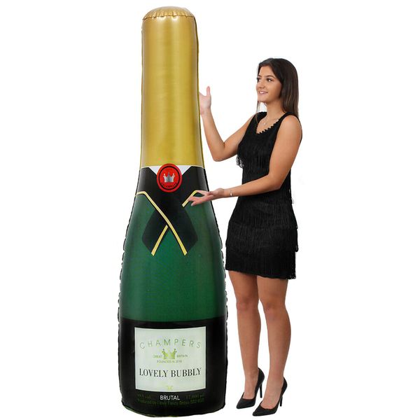 Inflatable Champagne Bottle 6 foot tall - 180 cm X 1 - Sturdy, Oversized Inflatable Bottle for Weddings, Birthdays and Decorations