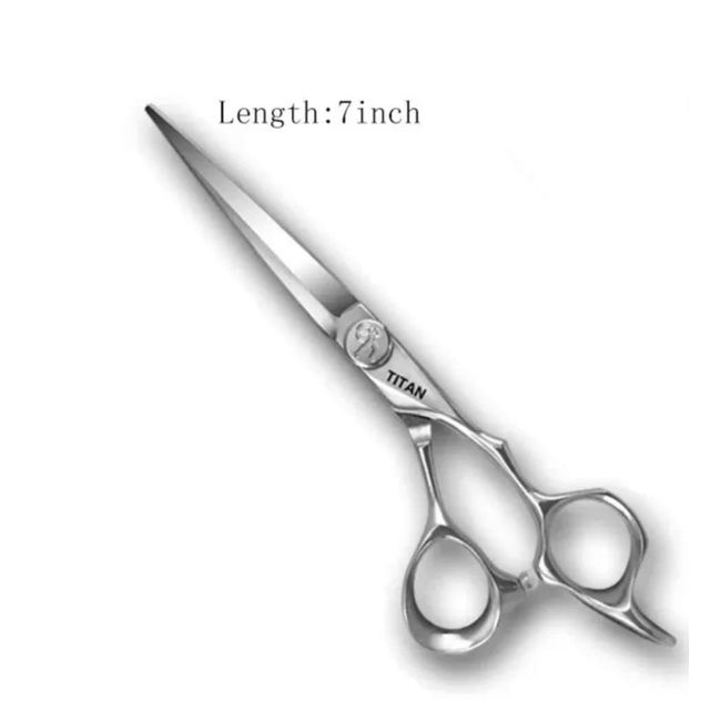 Titan Scissors | Offset Hair Cutting Japanese Style Scissors | Proffesional Barbering Scissors | Sharp Edge | Hand Made Steel 7" inch