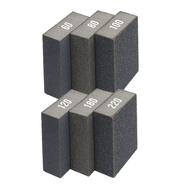 SEDEF Sanding Blocks Wet and Dry use,Sanding with water - 6/12 Different Grits, 60/80/100/120/180/220. Washable and Reusable, Sanding sponges for Wood, Metal, Wall, Furniture and more (6)