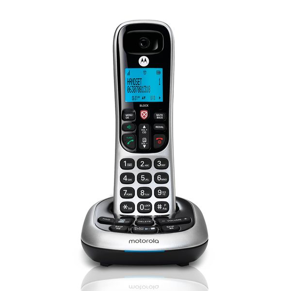 Motorola CD4011 DECT 6.0 Cordless Phone with Answering Machine and Call Block, Silver/Black, 1 Handset