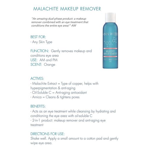 ANN WEBB Eye Makeup Remover - 2-in-1 Makeup Remover & Anti-aging Eye Treatment. Gentle Oil-Free Eye Makeup Remover for Sensitive Eyes, Non-Greasy Makeup Remover, Removes Waterproof Mascara 6oz
