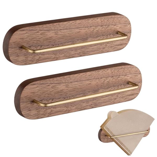 EHERDM 2pcs Wall Mount Coffee Paper Holder with Adhesive Sticker Cone Coffee Filter Dispenser V60 Coffee Filter Holder Storage Container for Kitchen Restaurant Coffee Shop
