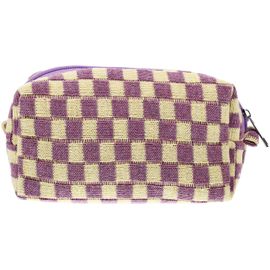 Purple Checkered Make Up Bag