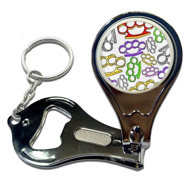 BadgeBeast.co.uk Knuckle Duster Pattern - Key Ring Bottle Opener and Nail Clipper