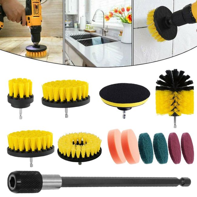 Drill Brush Attachment Set, 4 Pack Scrub Brushes for Cleaning, Cleaning  Brushes for Household Use, Shower, Car, Kitchen, Drill Scrubber Brush Kit