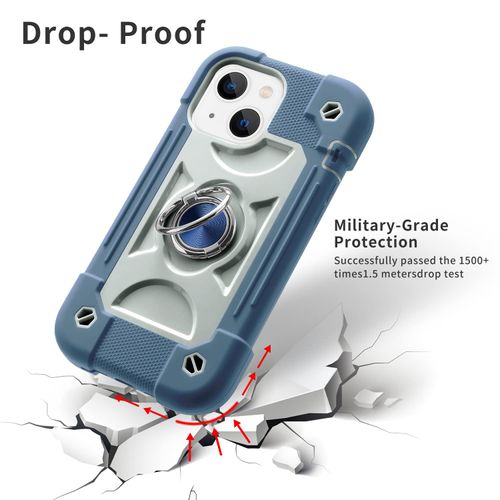 MARKILL Compatible with iPhone 13 Mini/iPhone 12 Mini Case 5.4 Inch with Built-in 360°Rotating Ring Stand, Military Grade Drop Protection Full Body Rugged Heavy Duty Protective Cover. (Blue)